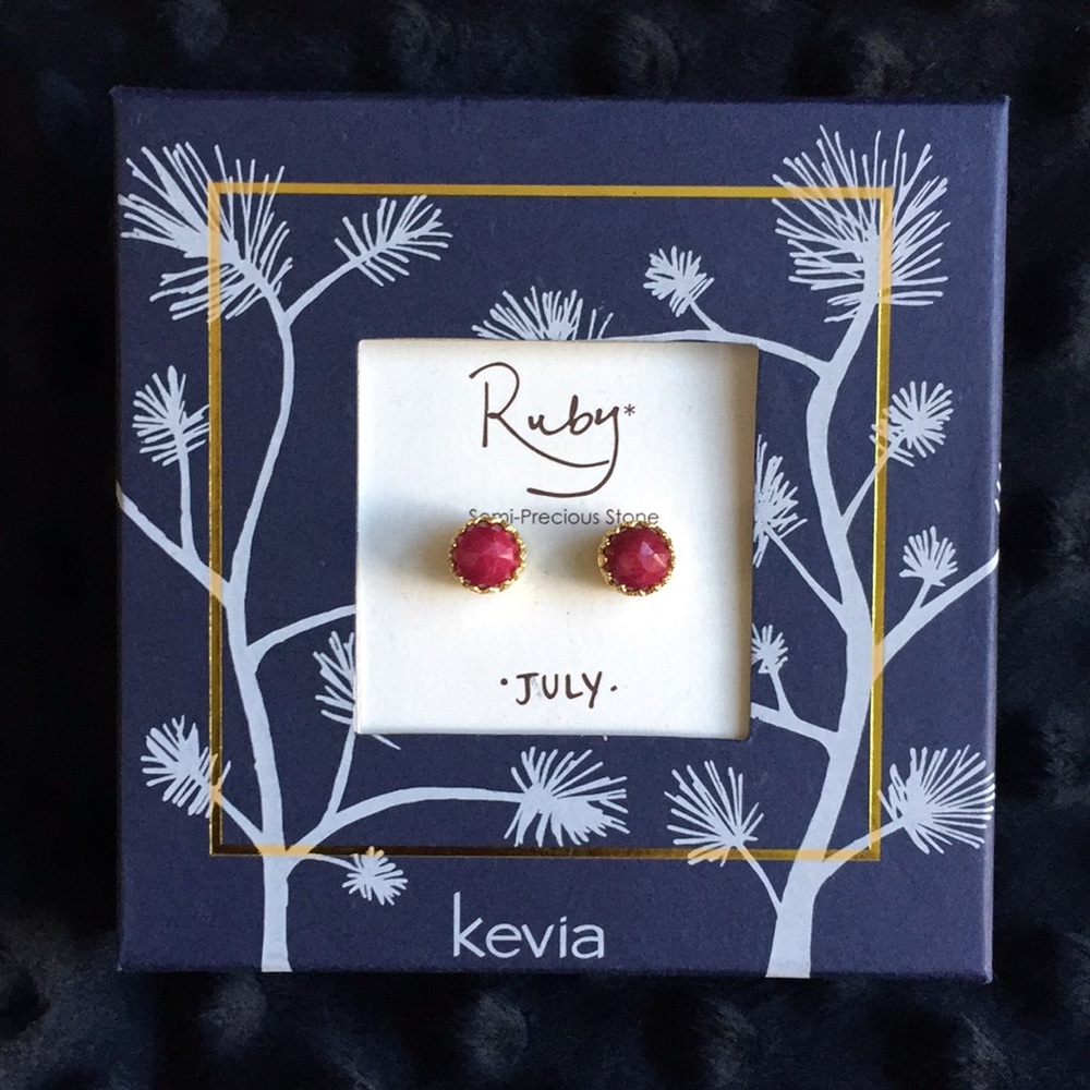 Ruby quartz post earrings